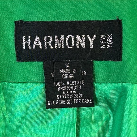Harmony New York Womens 14 Green Embroidered Suit Jacket Blazer Skirt Set Outfit - Picture 9 of 12